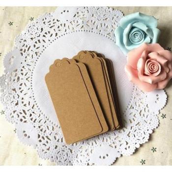 Diy Kraft Paper Wedding Tags with Black Flower Heads 100pcs