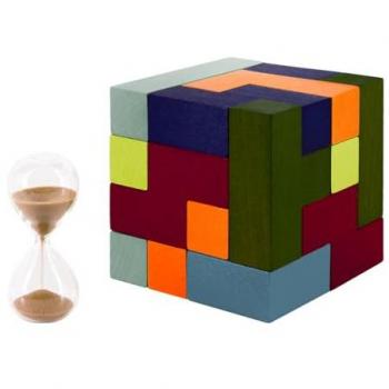 Remember 3D-Puzzle 3D Puzzle KUBUS mit Sanduhr, Bausteinen, Aufgabenkarten