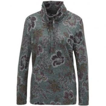 Dunkelgrünes Strick-Langarmshirt