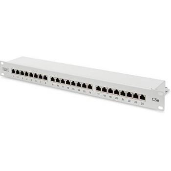 Patch panel 24 puertos categoria 5e apantallado (ral7035)