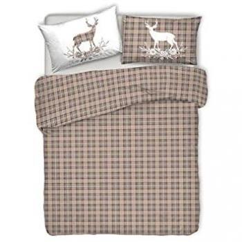 Copripiumino Sacco Piumone 100% Cotone Matrimoniale Beige Tartan Cervo