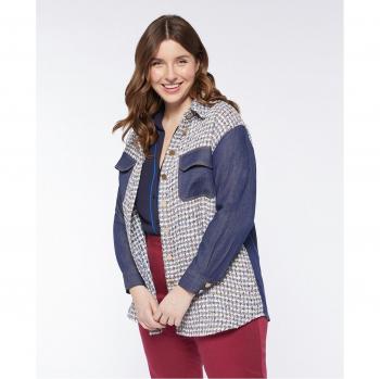 Chaqueta larga de dos tejidos para mujer Fiorella Rubino