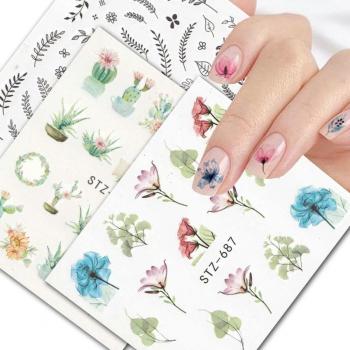 Autocollants nail art motifs floraux et papillons
