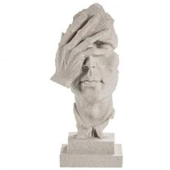 Statuetta decorativa moderna del volto umano in resina grigio Puumala