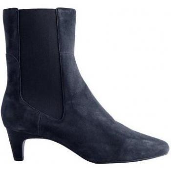 Ultra‑Wide Navy Chelsea Ankle Boot – Chisel Toe, Forever Comfort, Suede Finish