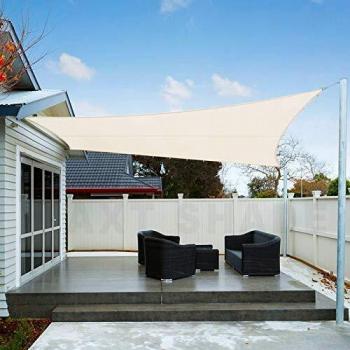 Toldo Vela Cuadrado 3x3m Impermeable para Patio Jardín Crema