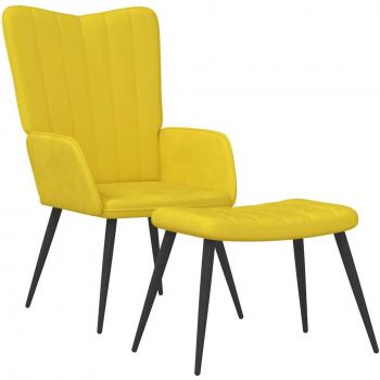 Chaise lounge à tabouret couleur moutarde velours vidaXL