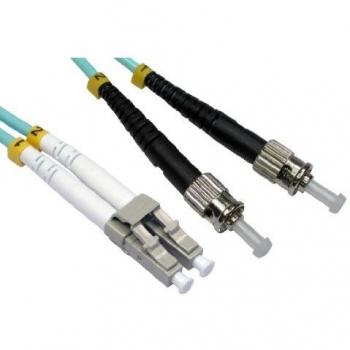 OM3 Aqua Fiber Optic ST LC Duplex MM 50/125 Patch LSZH Cable 1m