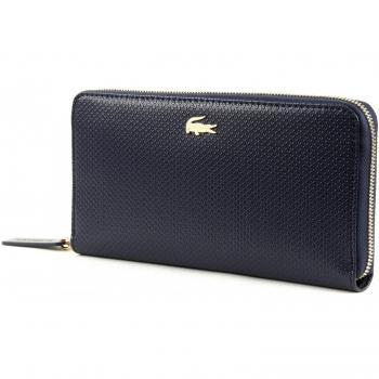 Portafoglio LACOSTE Chantaco Large Zip, finitura Peacoat