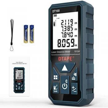 Laser Distance Meter DT100 – 4‑Line LCD, Shockproof, IP54
