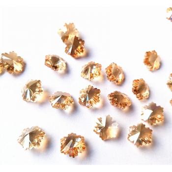 50pcs 14mm Champagne Two-Hole Crystal Snow Shape Beads for Lighting Decor