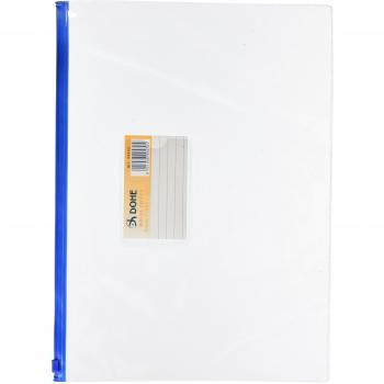 BOLSA ZIPPER FÂº APAISADO PVC TRANSPARENTE CIERRE AZUL