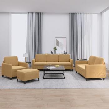 Conjunto Sofá Veludo Marrom 4 Peças vidaXL