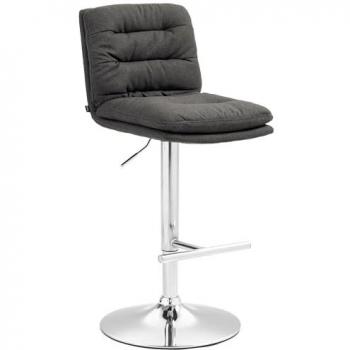 Sgabello bar in tessuto Damar grigio scuro e cromo