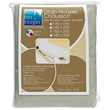 Drap Housse Gris 160x200 – Fabrication française, 57 fils