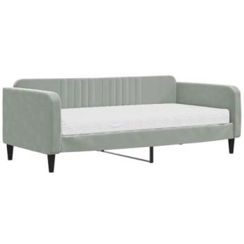 Velvet Daybed and Mattress, Light Grey – 90x190 cm (vidaXL)