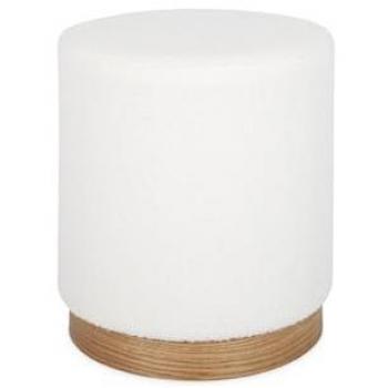 Tabouret scandinave Klaus en bouclettes blanches