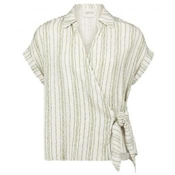 Cartoon Bluse mit Bindegürtel und Streifen