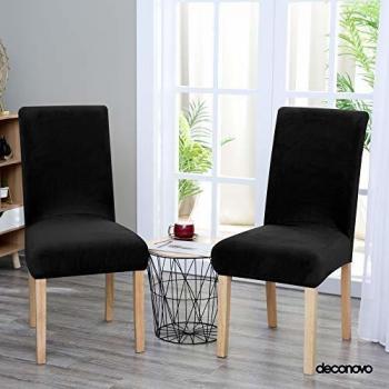 DineRoom Velvet Slipcover Pair – Washable, Black