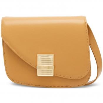 Salvatore Ferragamo Leather Crossbody Bag with Flap Closure, Beige, ONE SIZE