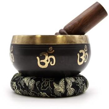 Schwarz-goldenes Klangschalen Set Yoga Om, 9cm