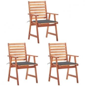 Set de Cadeiras para Jardim Acácia maciça 3 pcs + Almofada