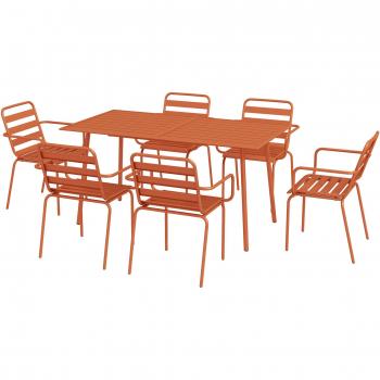 Outsunny Gartenmöbel: 7‑teilige Rot‑Stahlgruppe mit Tisch & 6 Stühlen