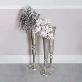 Tall Fluted 69cm Nickel Vase for Flower Arrangements and Decoration Gift by Vanity Living