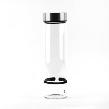 Botella de agua en borosilicato tapón de rosca 600ml negro/transparente Scalpers Home