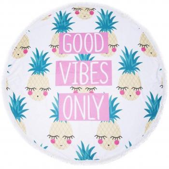 Angies Glamour Fashion Fransen Runddecke Ananas Beach Towel