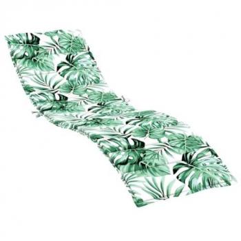 Green Floral Sun Lounger Cushion by VidaXL – 200 cm × 70 cm × 4 cm Oxford Fabric
