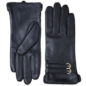 Gants Lakeland en cuir noir à boucles jumelles