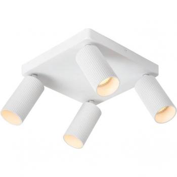 Lucide Clubs 4-Bulb Downlight Spotlight, White Finish, GU10, Aluminium