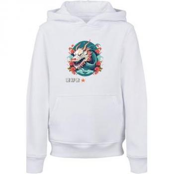 F4NT4STIC Mädchen Hoodie Drache mit Blumen Weiß Gr. 134/140