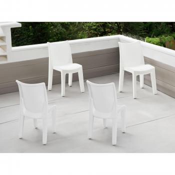Ravenna Sillas para Mesa de Comedor – Juego de 4, Efecto Ratán Blanco