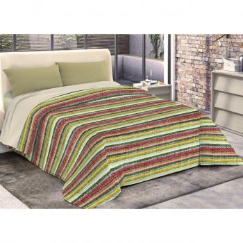 Coperta di Piuma 300g – Microfibra Diadema, Riga “Piazza e Mezza”, Verde Rosso D10
