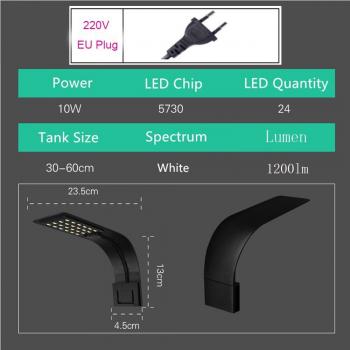 Controlador de encendido/apagado LED acuático 10 W – Luz blanca/azul con clip impermeable, ideal para plantas del tanque