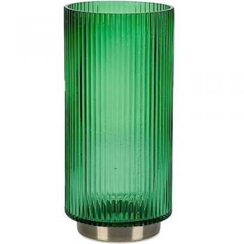 Vaso de Cristal Verde con Acabado Metálico