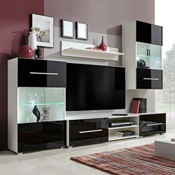 5-Piece Black LED TV Stand and Shelving Unit