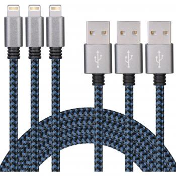 Duractron 3Pack 2M Nylon iPhone Ladekabel Lightning USB Kabel für Apple iPhone 6 Plus/6/5/5S/6s iPad 4 iPad Mini/Air iPod 5/iPod7