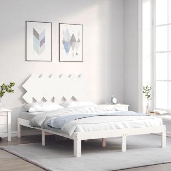 Lit double en bois 120x200 cm avec tête de lit