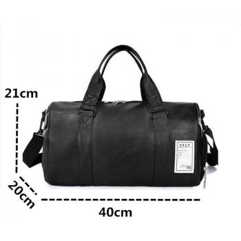 Black PU Leather Fitness Bag for Travel
