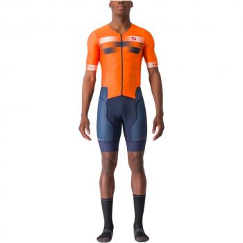 Trisuit Castelli Sanremo Integral 2 mangas corto azul-anaranjado talla L