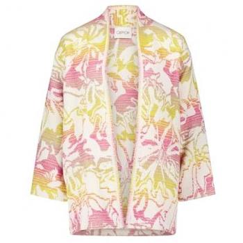 Cartoon-Casual-Jacke Damen, 92 % Baumwolle, 8 % Polyacryl – Gelb/Cream, Größe 40