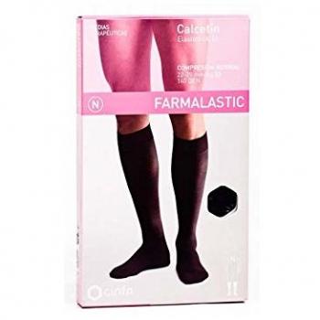 Calcetín Farmalastic Negro T/M (Compresión Normal, Tobillo 22-23 cm, Pie 31-36 cm)