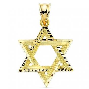 Estrella de David en Oro 18k colgante 31 mm con tallados