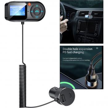 Transmetteur FM sans fil pour véhicule, écran 1.3 pouces, 2 ports USB, carte TF supportée