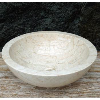 Guru-Shop Naturstein Waschschale, Rund, Ø 40 cm, Modell 5, Beige