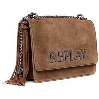 REPLAY Women's Large Suede Crossbody Bag in Brown