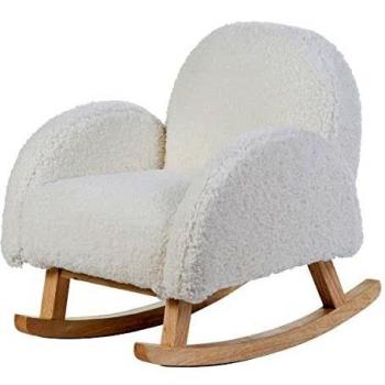 Sedia a Dondolo per Bambini Childhome con Rivestimento Teddy Bianco